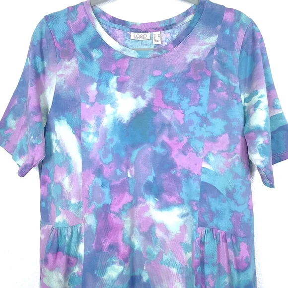 LOGO By Lori Goldstein Tie Dye Jersey Midi Dress - Picture 6 of 10